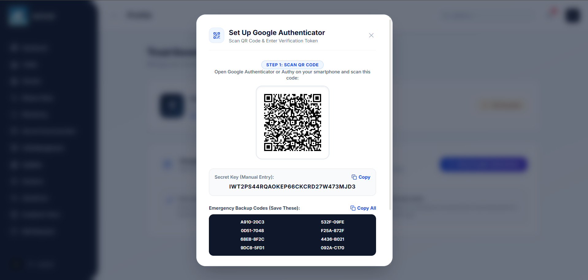 Super Admin Two-Factor Authentication